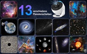 Galaxy Projektor Für Schlafzimmer – 13 Filmscheiben, 360° Drehbar, Timer, HD Sternenlicht