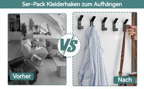  Garderobenhaken Schwarz Eine Glatte Oberflächenbeschichtung