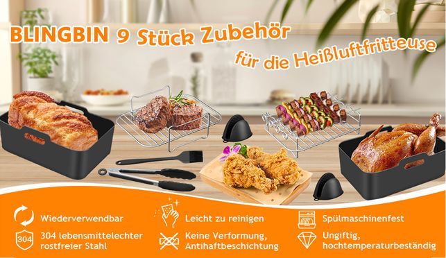 Heißluftfritteuse Zubehör, 22 Stück Airfryer Zubehör Set für Ninja Foodi AF300EU AF400EU 