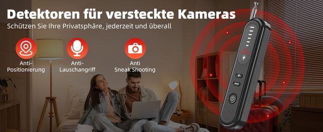 Wanzen Detektor Versteckte Kamera Finder mit 6 Stufen Empfindlichkeit