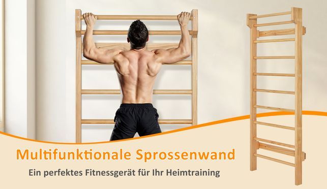 COSTWAY Sprossenwand Klettergerüst - Indoor Kletterwand Mit 100kg Tragkraft Aus Holz