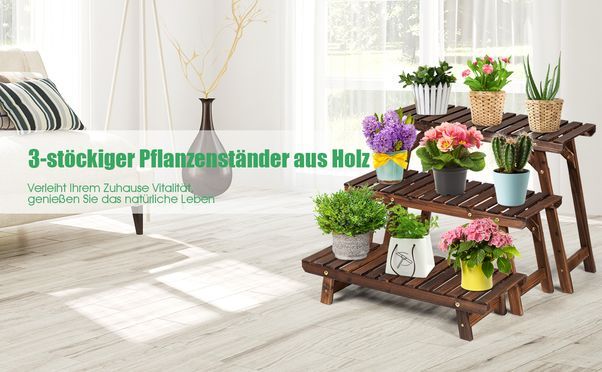3-stöckiger Pflanzenständer aus Holz von COSTWAY