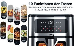 NWOUIIAY Heteluchtfriteuse, 1800 W, led-touchscreen, 5,5 l