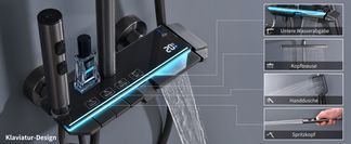 Shower system with LED display and 4 water functions