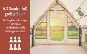 Großzügiger Stehkomfort: 6,3m² für 6 Personen!