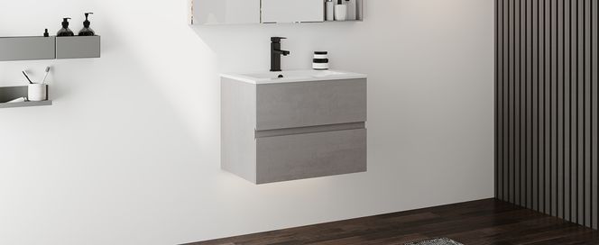 Produktbild von Alpenberger Waschbeckenunterschrank Klein Gäste WC | Waschbecken Mit Unterschrank 45 Cm Breit | Kleiner Schrank Weiß | Waschtisch Badezimmer Set Möbel
