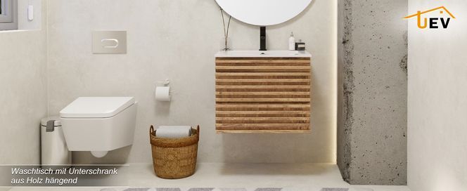 UEV Waschtisch Mit Unterschrank 81cm - Hängender Badezimmerschrank Mit Soft-Close