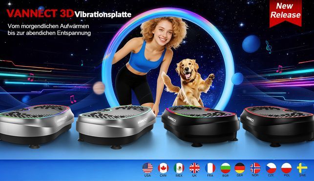 VANNECT 3D Vibrationsplatte mit Doppelmotoren für Ganzkörpertraining zu Hause!