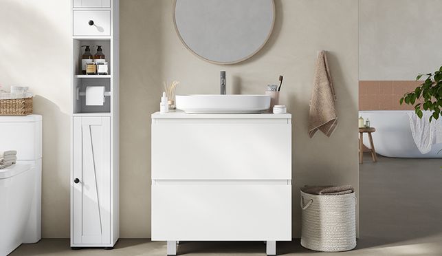 Waschbeckenunterschrank, Badezimmerschrank mit 2 Große Schubladen
