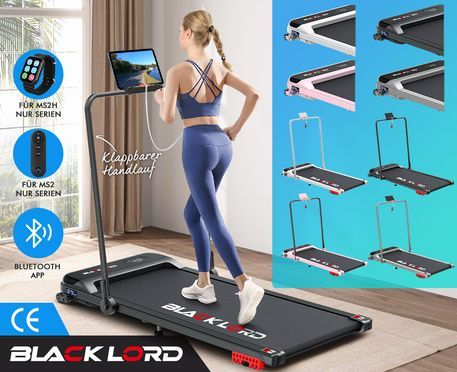 BLACK LORD Laufband 9 % Steigung Handlauf, 3,2 PS Walking Pad, 4 in 1 Laufband, 140 kg Tragkraft