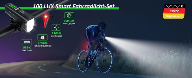 SKELO 100 LUX Smart Fahrradlicht Set