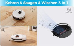 Kehren&Saugen&Wischen 3-in-1, 4000Pa Starke Saugkraft