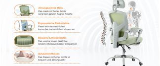 DUMOS Bürostuhl Ergonomisch, Mit Lordosenstütze & Netzrücken – Höhenverstellbarer Drehstuhl Mit Armlehnen Für Büro & Homeoffice (Schwarz)