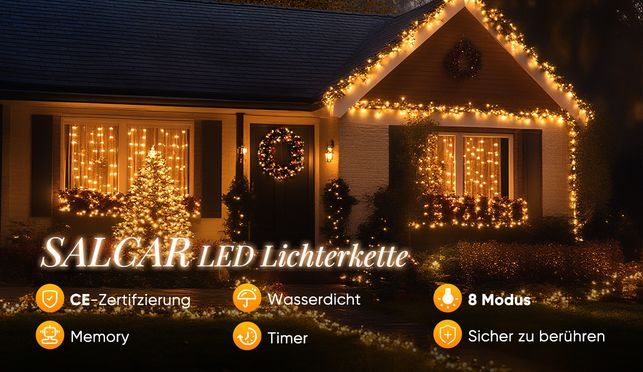 Eiszapfen Lichterkette Mit Fernbedienung – 15 M, 720 LEDs, Warmweiß, 8 Modi, Timer, Für Weihnachten & Party