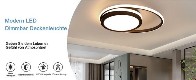 Modern LED Dimmbar Deckenleuchte Dimmbar 56W Sternnenhimmel Design Schwarz