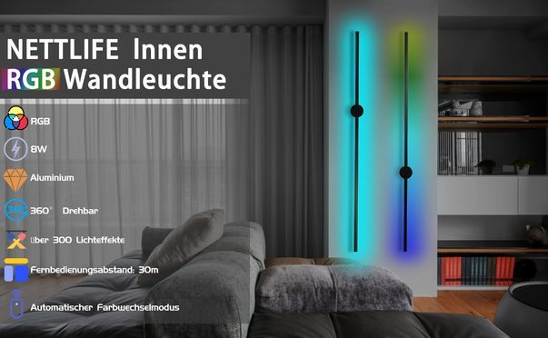 Nettlife 100CM lange, schmale RGB Wandleuchte