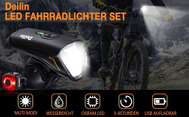 Deilin LED Fahrradlichter Set