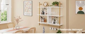 3 Schweberegale Aus Holz - Je 30x15x9 Cm, Weiß, Rustikales Design, Bis 6,8 Kg Belastung Pro Regal