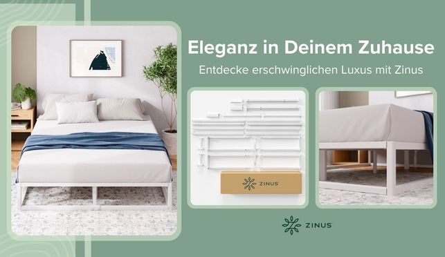 Zinus Lorelei Bettgestell 90x190 Cm - Ohne Lattenrost, Einfach Montiert & Platzsparend