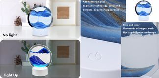 LUNICASHA Sandmalerei 17 Cm – Treibsandbild Mit Luftregler, Entspannende Desktop-Deko Für Home Office