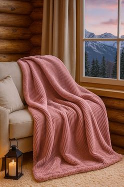 Luxuriöse Cord Kuscheldecke mit Sherpa Fell