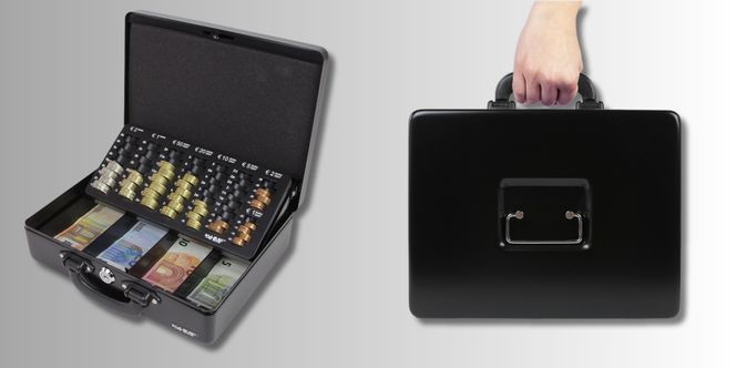 HMF Geldkassette 10026 mit Münzeinsatz und 2 Tragegriffen - Sichere Aufbewahrung mit Stil