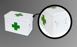 HMF Medizinschrank Erste Hilfe cm Hausapotheke mit Tragegriffen, 22,5x16,5x15,5 Medikamentenkoffer Koffer