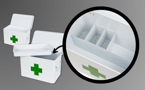 HMF Medizinschrank Erste Hausapotheke Medikamentenkoffer cm 22,5x16,5x15,5 Hilfe Tragegriffen, Koffer, mit