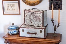 Vintage Holzbox Mit Weltkarten-Muster - Schmuckaufbewahrung & Deko Im Retro-Stil