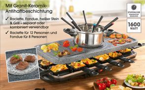 SEVERIN Raclette-Fondue-Kombination für 8 Personen, 2-in-1 Raclette Grill mit