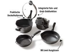 Seitliche Schüttkerben und Deckel mit Siebfunktion