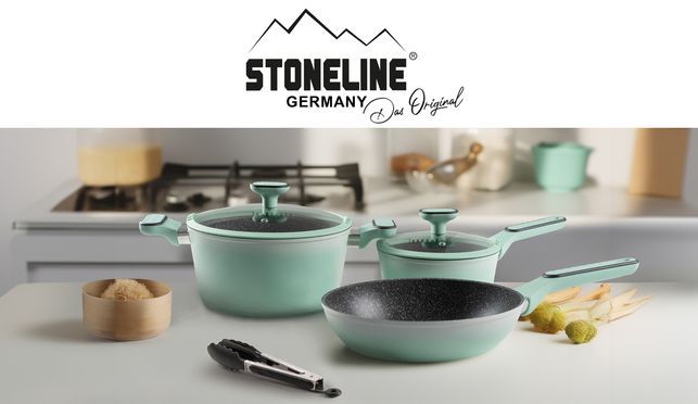 STONELINE® – Das Original mit echten Steinpartikeln | 11-teiliges Kochgeschirr-Set, Mint