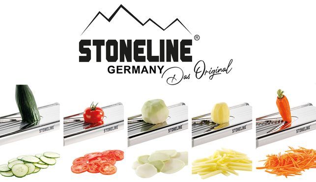 STONELINE® Gemüsehobel 9-teilig, Gemüseschneider für Obst & Gemüse | Edelstahl | 5 Schnittarten