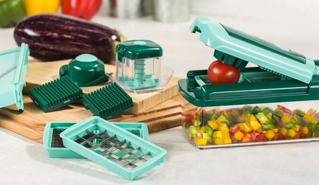 Genius Gemüseschneider Nicer Dicer Fusion smart, Set 34-tlg., mintgrün, präzisionsgeschliffene Klingen aus Edelstahl in GNOX-Qualität
