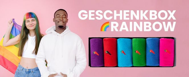 Chili Lifestyle Geschenkbox Rainbow 6 Paar bunte Socken für Damen und Herren