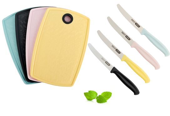 Mulex HAPPY Brettchen inkl. 4 farbige Tafelmesser