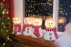 Schneemann Teelichtgläser