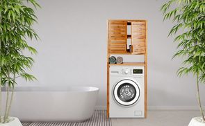 relaxdays Waschmaschinenumbauschrank Waschmaschinenschrank Bambus
