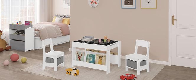 EUGAD Kindertisch mit 2 Stühlen