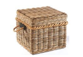 Kobolo Rattantruhe Kubu Grey 50x40x30 Cm - Aufbewahrungsbox Im Landhausstil