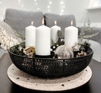 Kobolo Kerzenhalter Dekoschale Adventskranz Kerzen) Metall aus rund (für 4 schwarz