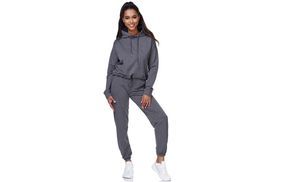 JIANGML Damen Jogginganzug Set 2025 - Fitnessanzug Mit Streifen & Taschen, Hoodie + Jogger