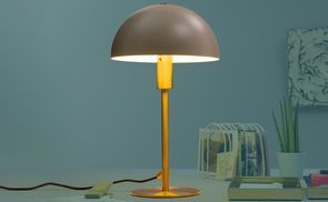 Lightbox Tischleuchte, ohne Leuchtmittel, Pilzlampe, 36 x 20 cm, E14, Metall,  goldfarben/matt Taupe