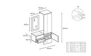 Maßangaben Garderobenset Carlton Set 2