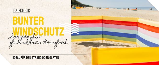 Garden Mile Windschutz – Bunt Gestreift, Mit Holzstangen, Für Strand, Garten & Camping