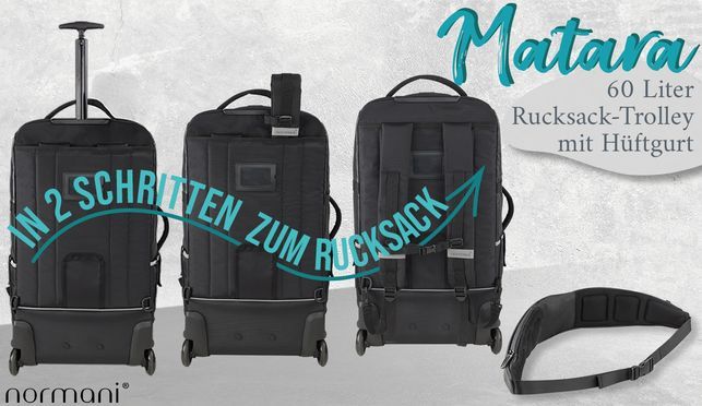 Praktischer Reisetrolley mit Rucksackfunktion 