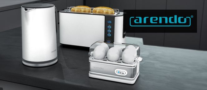 Arendo Frühstücks-Set (3-tlg), Wasserkocher 1,5l / 2-Scheiben Toaster /  Eierkocher, Edelstahl, Weiß