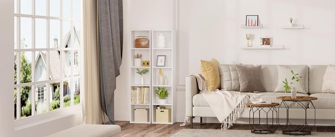 WOLTU Bücherregal mit 5 Fächern, Standregal Weiß, Würfelregal, freistehendes Regal