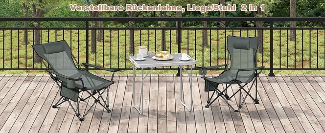 WOLTU Campingstuhl Klappstuhl, Faltstuhl Liegestuhl verstellbare Rückenlehne