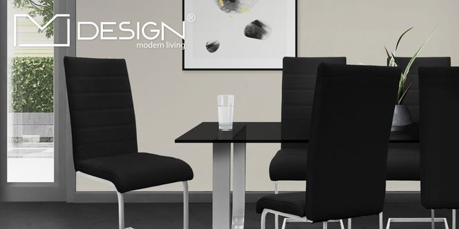 Esszimmerstühle Schwarz, Schwingstuhl, Freischwinger Stuhl mit hoher Rückenlehne